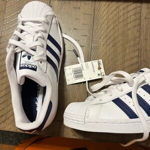 Adidas Kids White and Navy Sneakers
